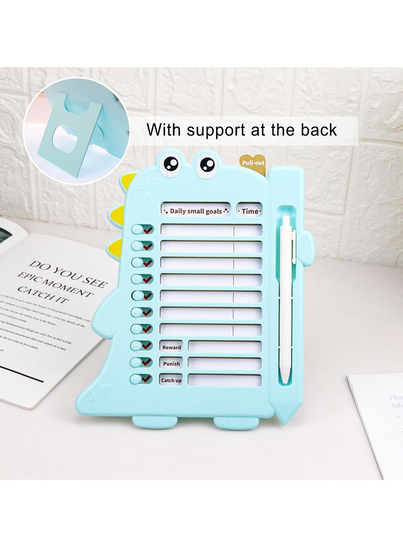 Kids Chore Chart  Reward Checklist: Dry Erase Daily Routine Board with Cute Animal Design | Responsibility Morning Schedule for Children, Toddlers | Home Behavior Management Tool (Blue) - Image 3